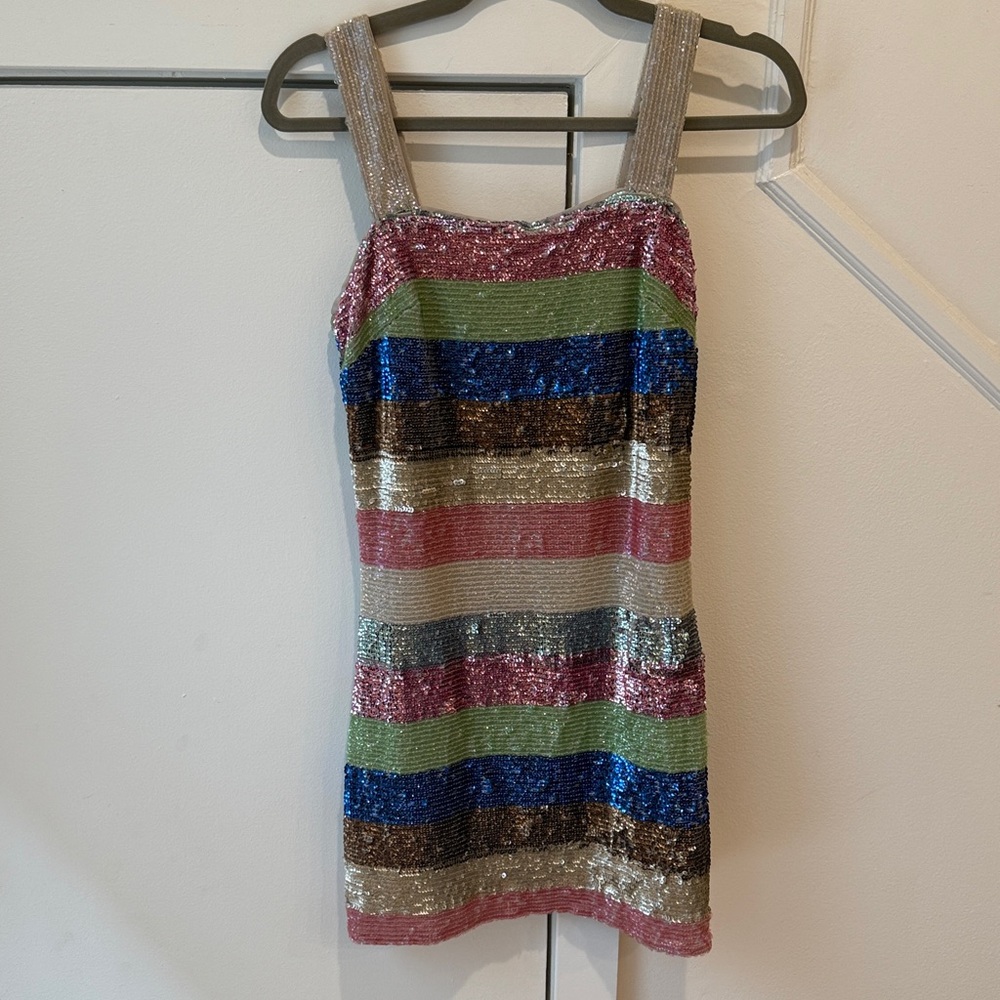 Striped Sequin Mini Dress